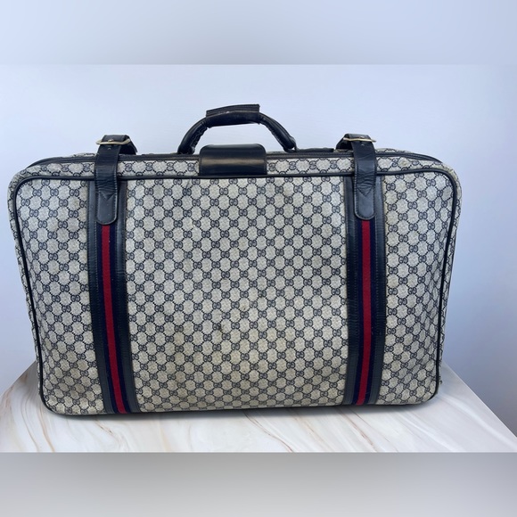 Gucci Vintage Travel Bag Suitcase Blue Canvas - Picture 1 of 16